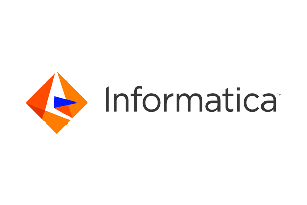 The Informatica company logo featuring an orange diamond shape with a blue arrow and the word 'Informatica' in modern gray text.