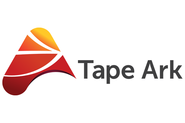 Tape Ark company logo featuring stylized text and a colorful, abstract arrow graphic.