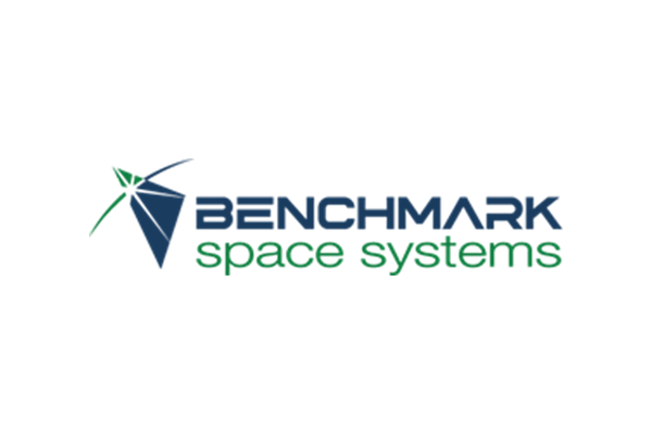 Logo for Benchmark Space Systems, featuring a stylized geometric icon and the company name in blue and green text on a white background.