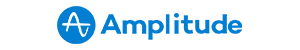 Amplitude logo in blue, horizontal orientation, on a transparent background