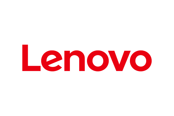 Lenovo logo in red text on a white background.