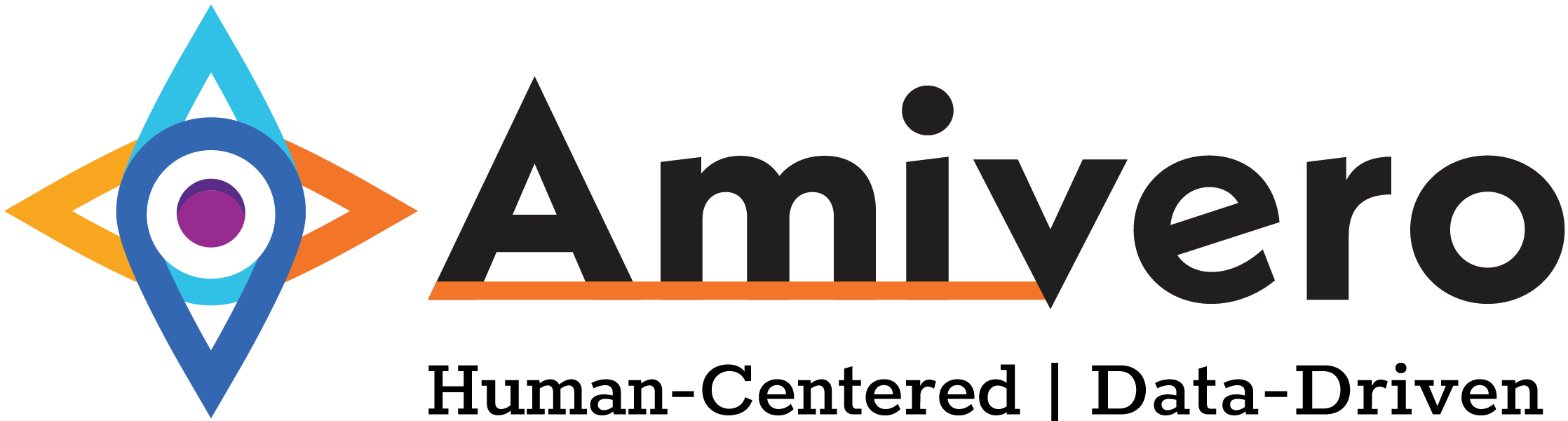The Amivero company logo with a transparent background, featuring a colorful geometric emblem and the word 'Amivero' in bold text.