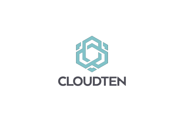 Cloudten company logo featuring a geometric hexagon design in blue above the text 'CLOUDTEN' on a white background.