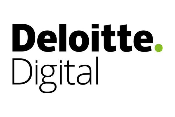 Deloitte Digital logo with bold black text 'Deloitte' and 'Digital' below it, featuring a green dot at the end of 'Deloitte'.