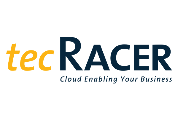 The tecracer company logo in yellow and blue colors on a white background.