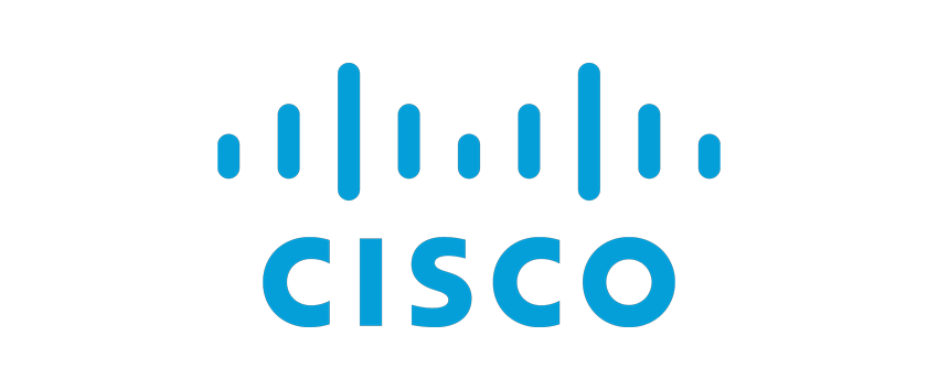 The Cisco logo features the brand name 'Cisco' in lowercase blue letters with a stylized bridge design above it, representing the technology company's visual identity.