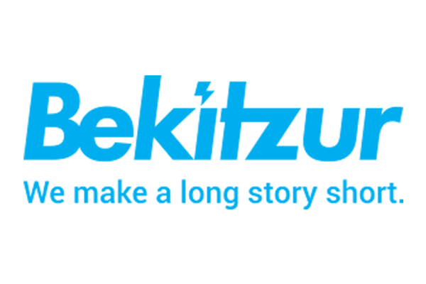 Bekitzur logo with the tagline 'We make a long story short.' in blue text on a white background.