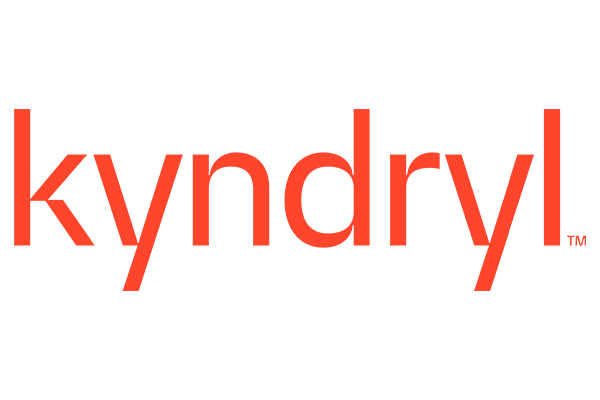Kyndryl logo with orange text on a white background