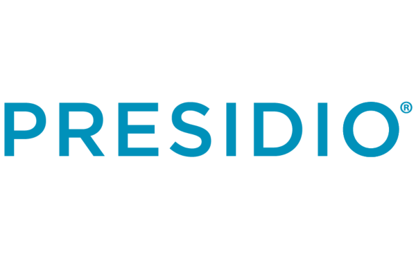 Presidio company logo in blue text on a transparent background