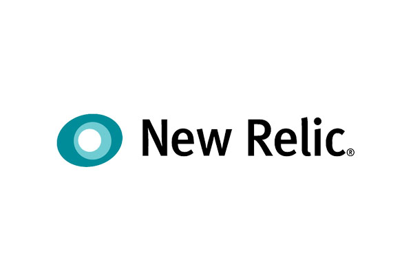The logo of New Relic, featuring a stylized oval design and the company name in black text.