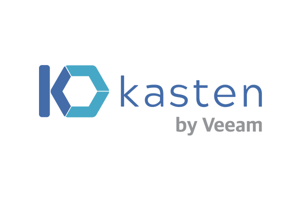 The logo for Kasten by Veeam, featuring a stylized 'K' and text on a white background.