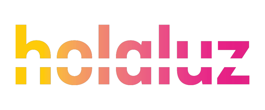 Holaluz logo with a yellow to pink gradient effect on the text, displayed on a transparent background.