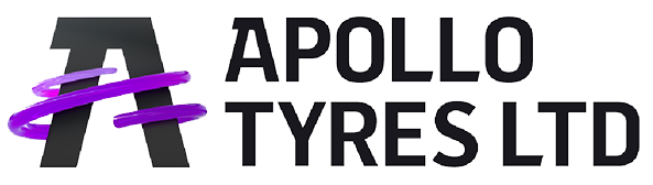 Logo of Apollo Tyres Ltd with a stylized 'A' and purple swirl, on a transparent background.