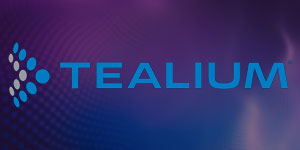 Tealium logo displayed on a purple and blue gradient background.