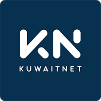 Logo of KuwaitNet with stylized white "KN" letters on a dark blue background.