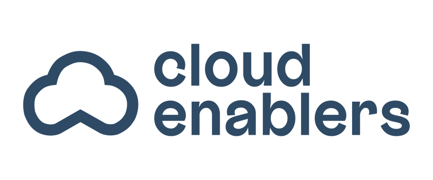 Logo for Cloud Enablers, an AWS partner, in dark blue text on a transparent background.