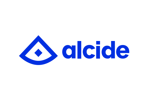The Alcide logo featuring a stylized blue symbol next to the word 'alcide' in bold blue text.