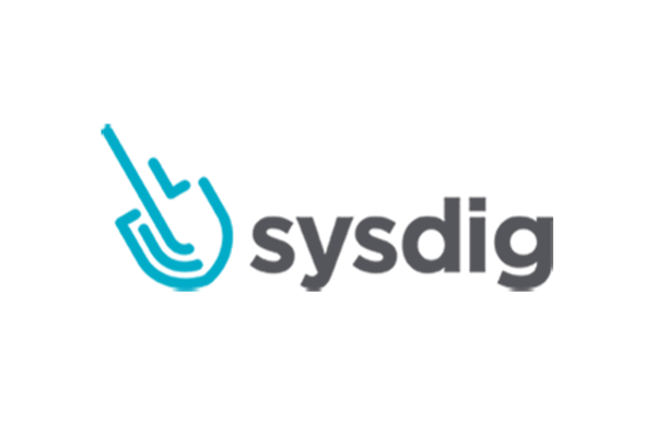 Sysdig logo with a blue icon and the word 'sysdig' in gray text.