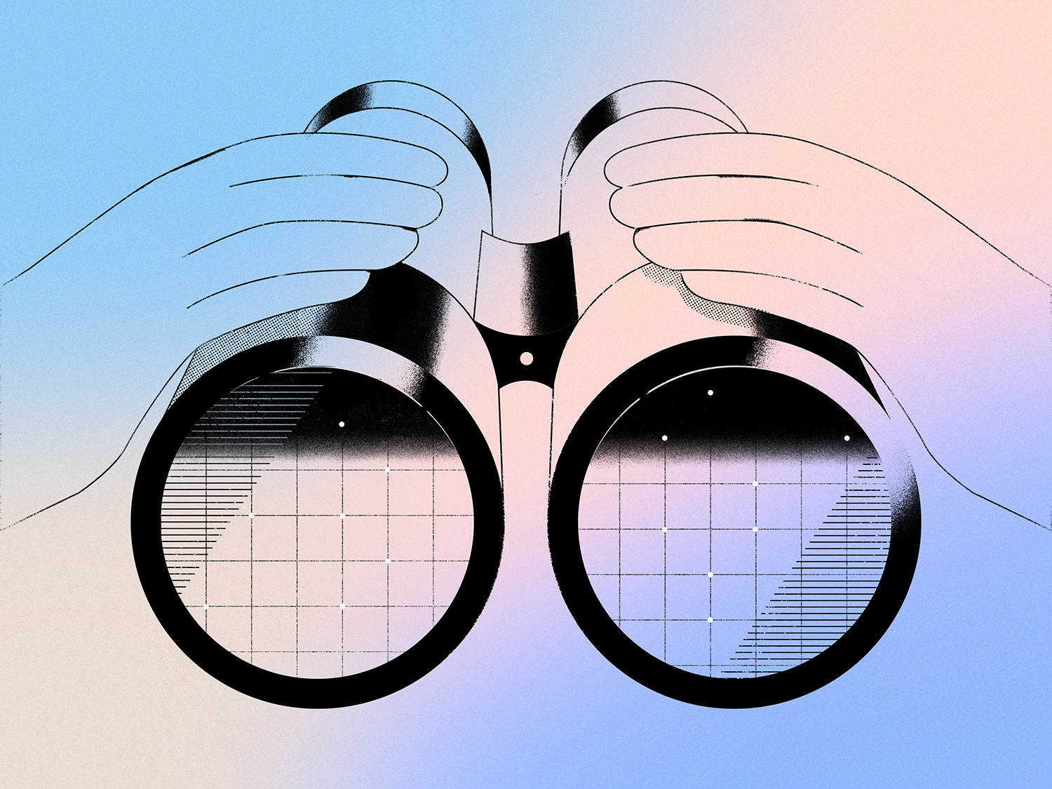 Hands holding binoculars