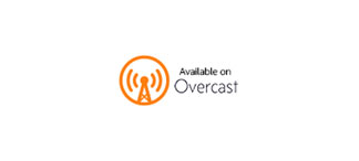 "Available on Overcast logo with an orange radio tower icon."