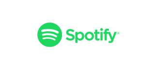 Spotify logo with a green circle and white soundwave icon next to the word "Spotify" in green text.