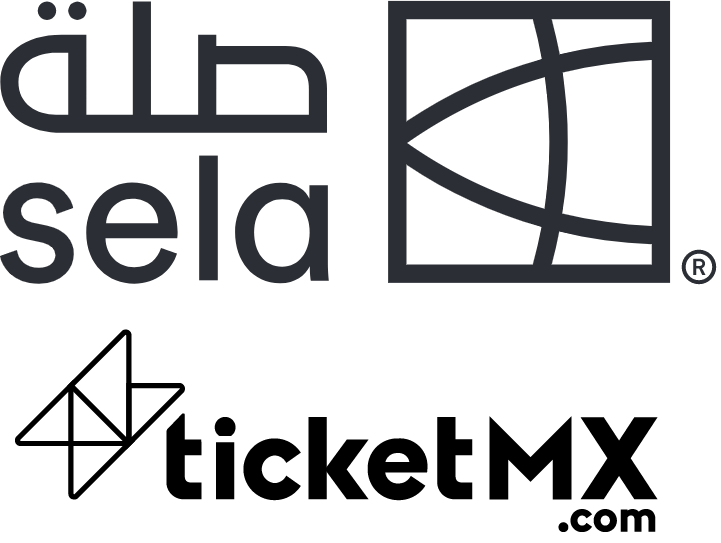 Logo of Sela Sports, featuring the word 'sela' in English and Arabic alongside a geometric design.