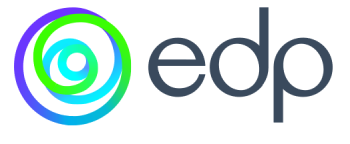 EDP color spiral logo with vibrant green, blue, and purple swirl next to the letters 'edp' in modern font.