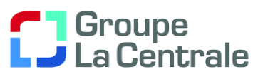 Logo of Groupe La Centrale featuring geometric shapes in red, teal, and blue next to the company name in grey text.