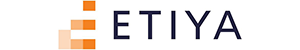 Etiya logo in a horizontal layout with stylized orange blocks and black text on a transparent background.
