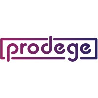 Logo of Prodege with gradient text in a modern outlined style