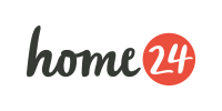 Logo of home24 with stylized text and a red circle containing the number 24.