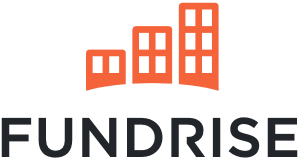 The Fundrise logo featuring three stylized orange buildings above the word 'FUNDRISE' in bold black text.