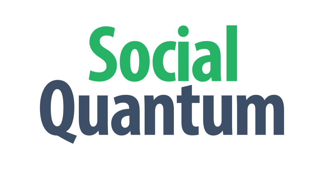 The Social Quantum logo in green and blue colors on a transparent background.