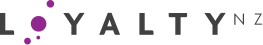 Logo of Loyalty NZ featuring black text and purple dots.