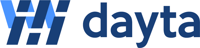 Logo for Dayta AI, featuring stylized blue geometric shapes and the text 'dayta'.