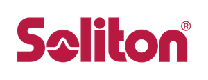 Soliton company logo with red text on a transparent background.