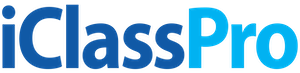 iClassPro logo with blue text on a transparent background