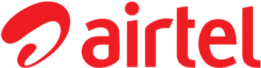 Airtel logo in red text with a graphic symbol, representing the Airtel telecommunications brand.