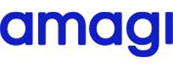 Amagi logo with blue text on a white background