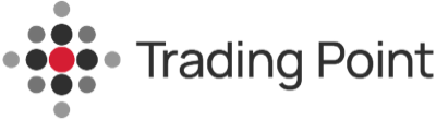 Logo for Trading Point customer references featuring a circular geometric design with a red center and the text 'Trading Point'.