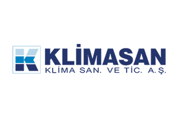 Logo of Klimasan featuring a stylized "K" in blue shades and the text "KLİMASAN KLIMA SAN. VE TİC. A.Ş." in bold blue font.
