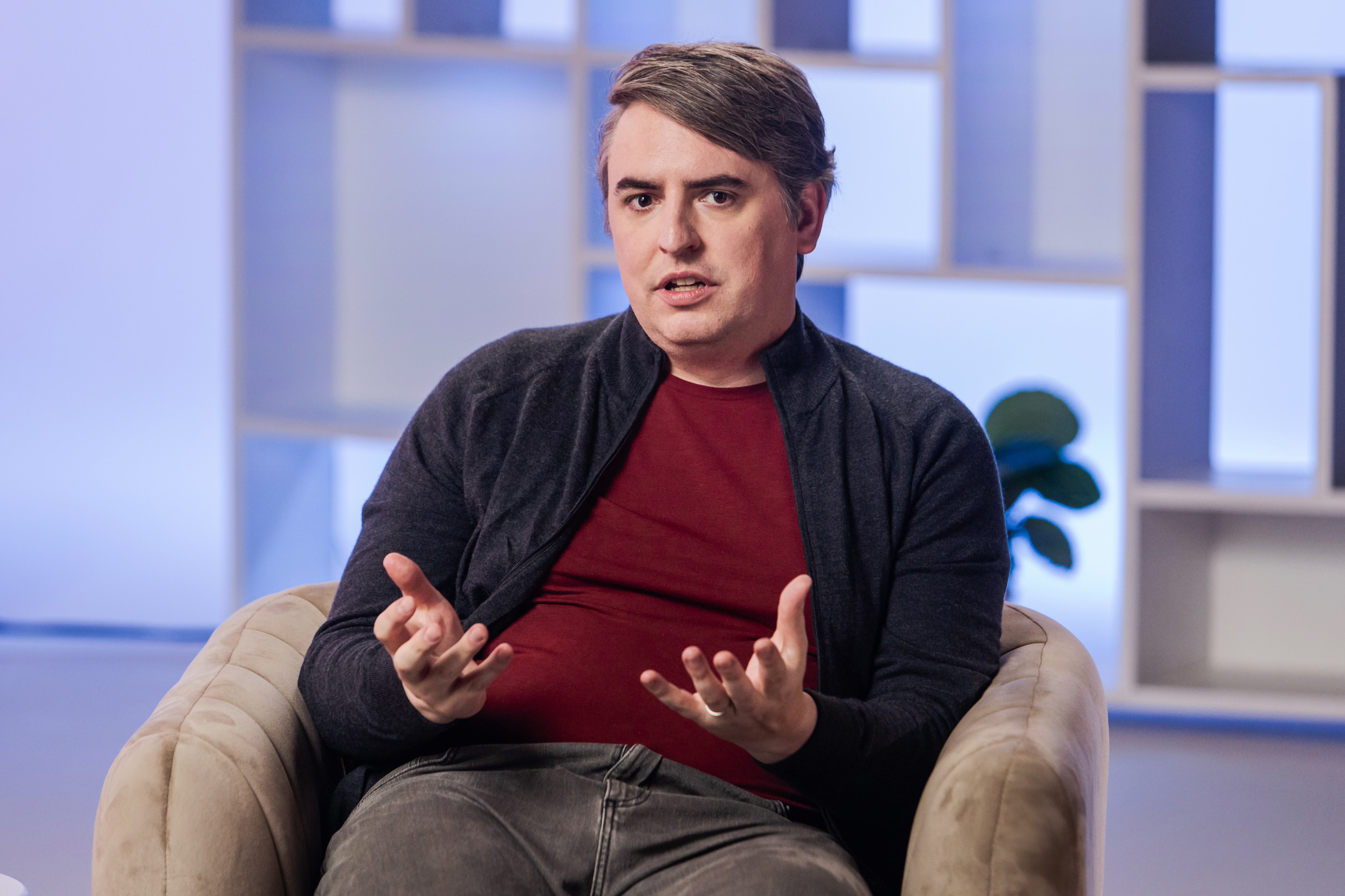 Man being interviewed