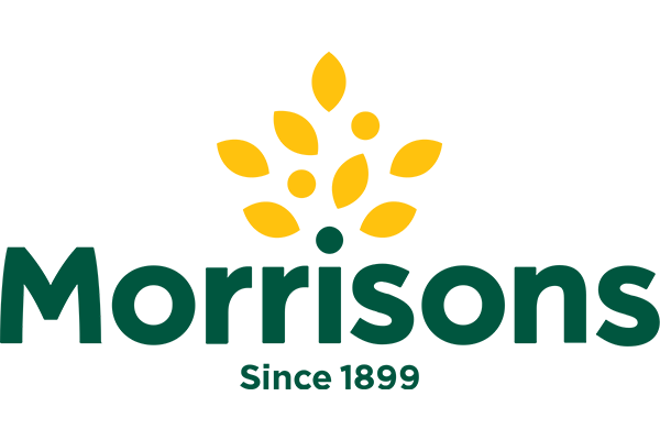Morrisons logo featuring yellow and green colors with a stylized wheat symbol above the company name.