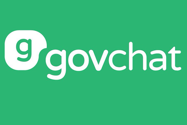 The GovChat logo in white text with a stylized letter 'g' inside a speech bubble icon, displayed on a green background.
