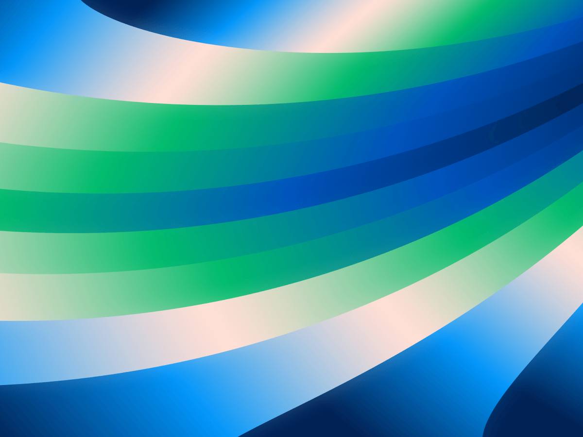 Abstract digital background with curved blue and green gradient stripes, suitable for artificial intelligence and machine learning themed content.