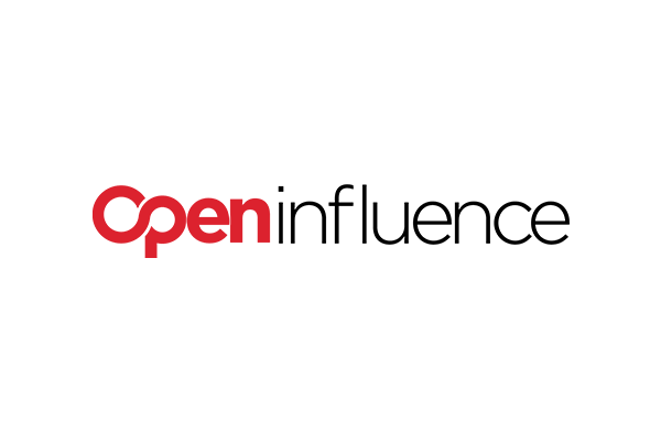 The Open Influence logo featuring bold black text with a solid red rectangular accent below the word 'Open.'