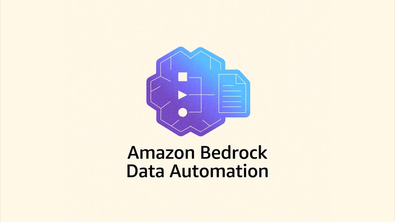 YouTube thumbnail image featuring the Amazon Bedrock Data Automation logo and text on a light background.