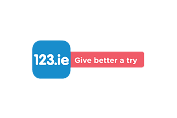 Logo of 123.ie with the slogan 'Give better a try' on a blue and red background.