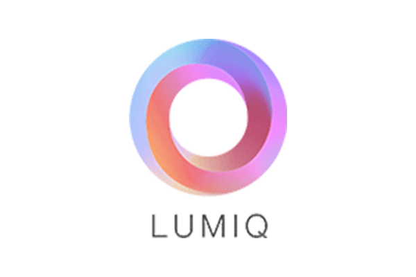 Lumiq logo featuring a circular gradient design with pink, purple, and blue colors, and the word 'LUMIQ' beneath the circle.