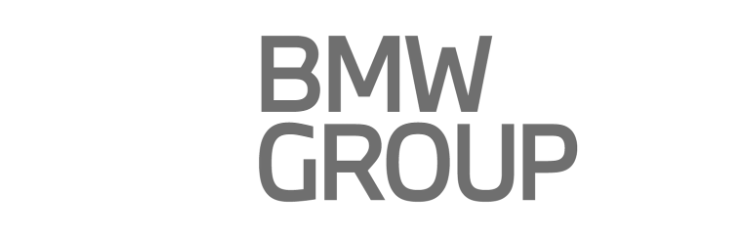 BMW Group logo featured large capitalized text in a dark grey color